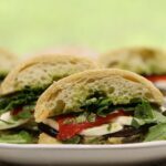 Chicken Sandwich with Yogurt Basil Pesto and Roasted Red Peppers